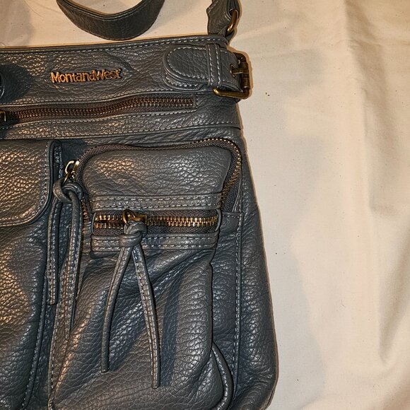 Montana West - Blueish Gray Leather Satchel - Picture 4 of 5